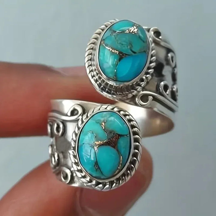 Stylish Vintage Turquoise Cross Band Ring