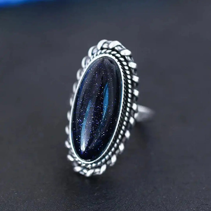 Vintage Silver Blue Sandstone Ring