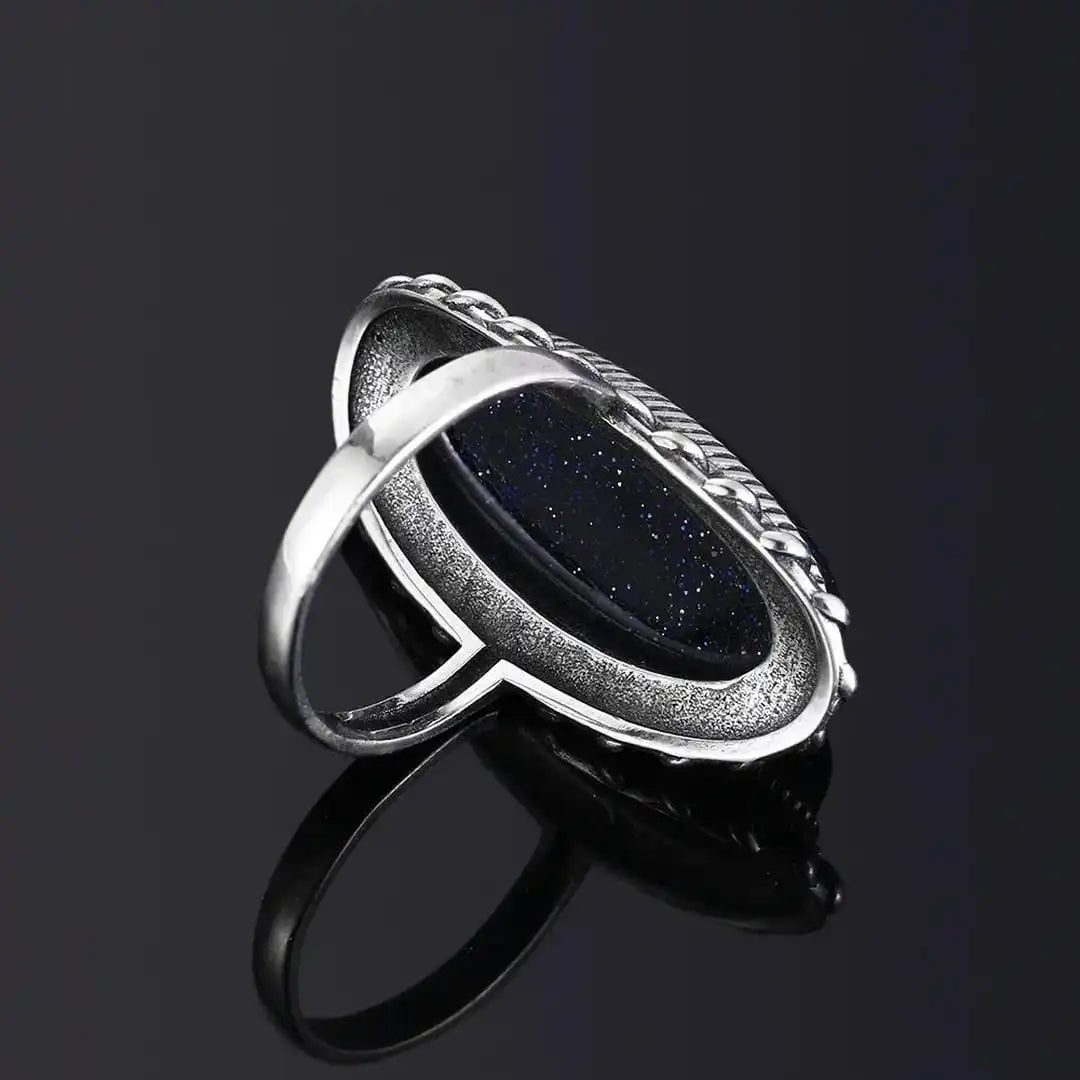 Vintage Silver Blue Sandstone Ring