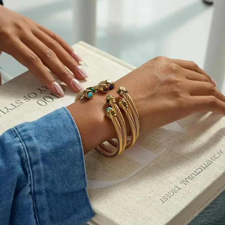Vintage Gold Adjustable Gemstone Bracelet