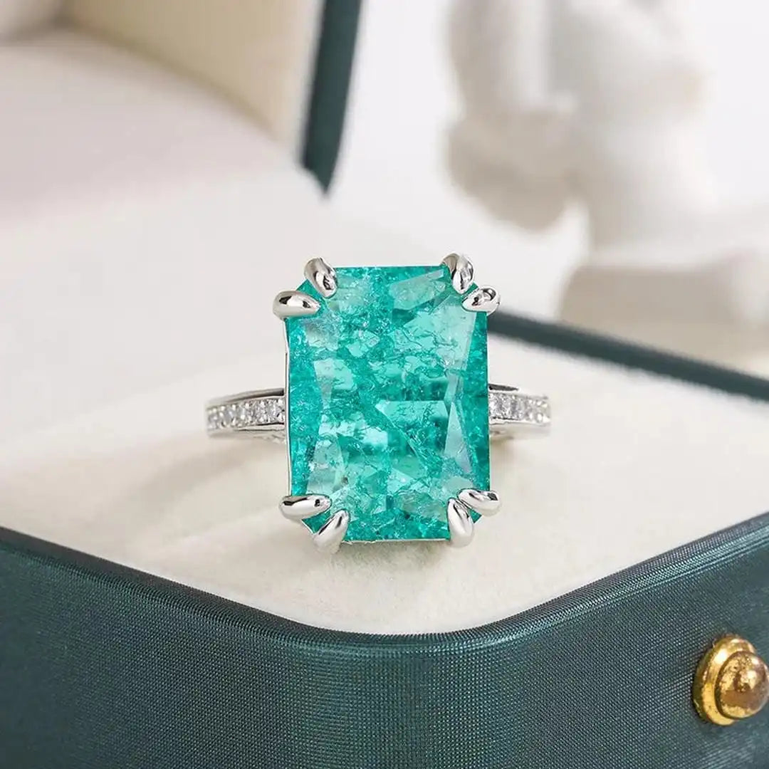 Gorgeous Blue-Green Moissanite Ring