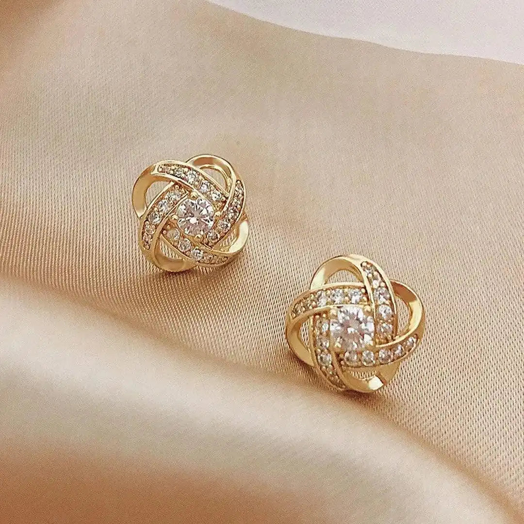 Zirconia Knotted Stud Earrings