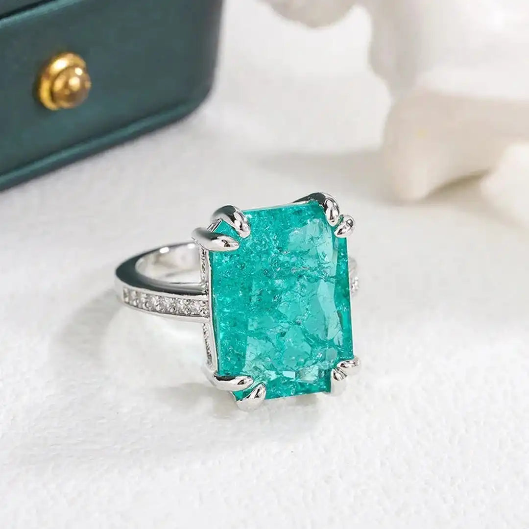Gorgeous Blue-Green Moissanite Ring