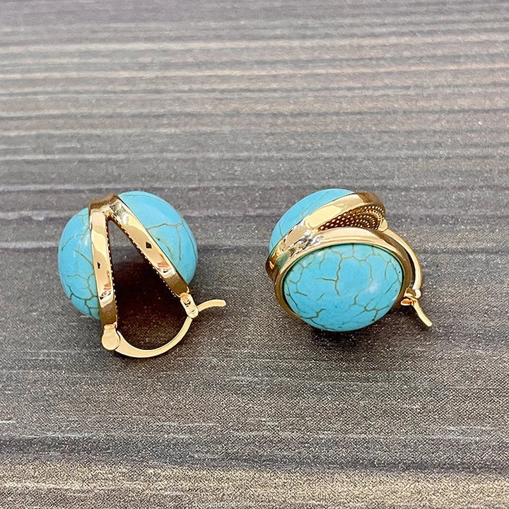 Stylish Vintage Turquoise Geometric Stud Earrings