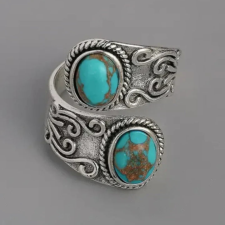 Delightful Vintage Turquoise Cross Band Ring