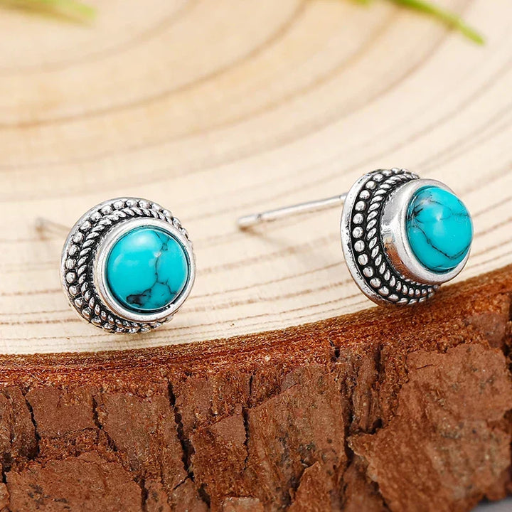 Vintage-Inspired Bohemian Faux Turquoise Stud Earrings