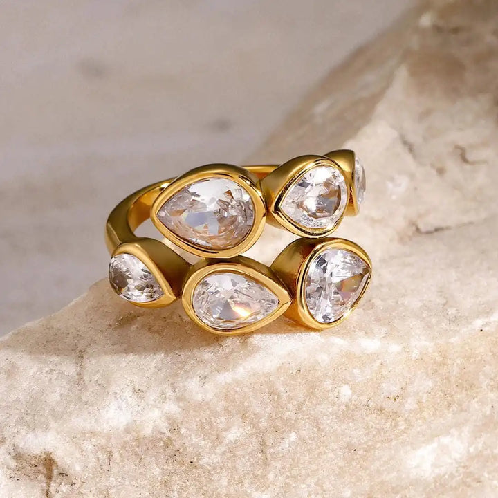Five-Stone Teardrop Cluster Ring
