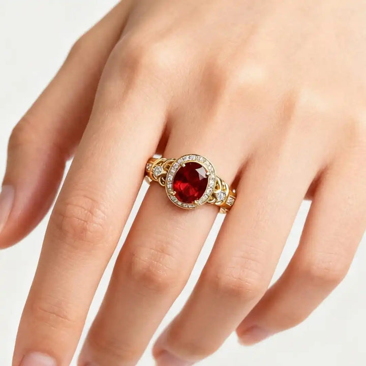 Ruby Halo Knot Statement Ring