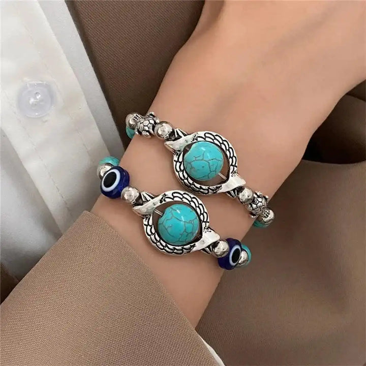 Aqua Retro Silver Turquoise Bracelet