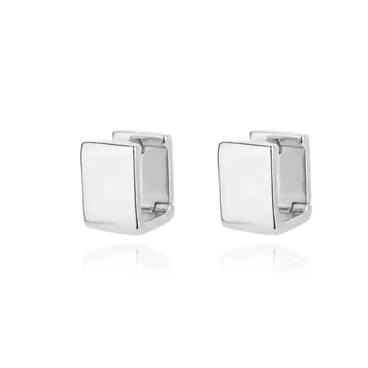 Golden Geometric Square Stud Earrings
