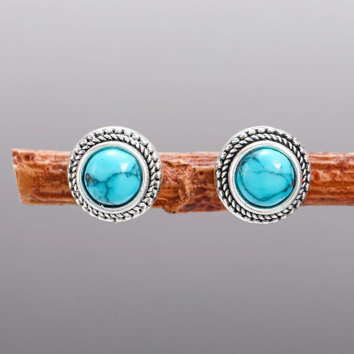 Vintage-Inspired Bohemian Faux Turquoise Stud Earrings
