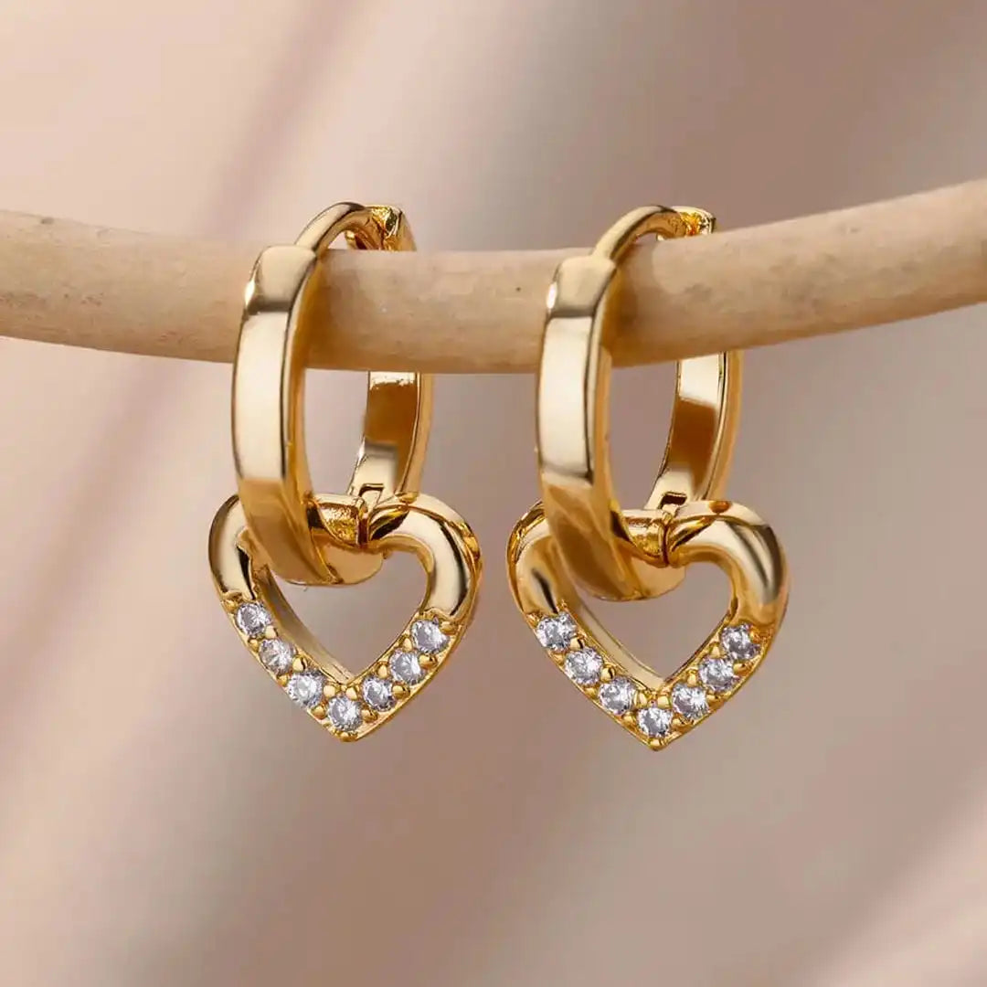 Heart-Shaped Zirconia Earrings