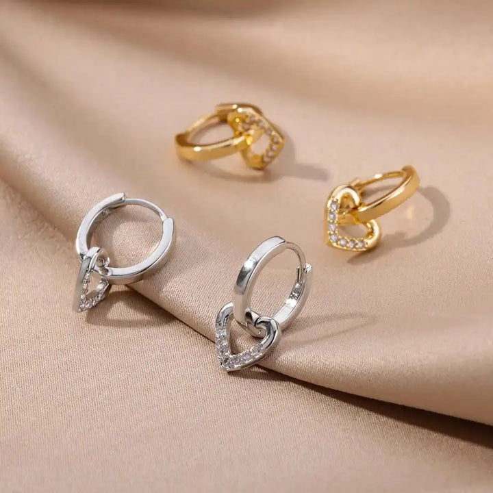 Heart-Shaped Zirconia Earrings