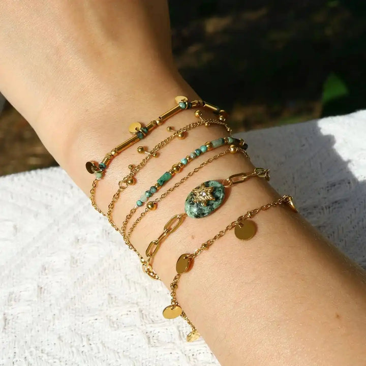 Golden Lava Turquoise Bracelet Set