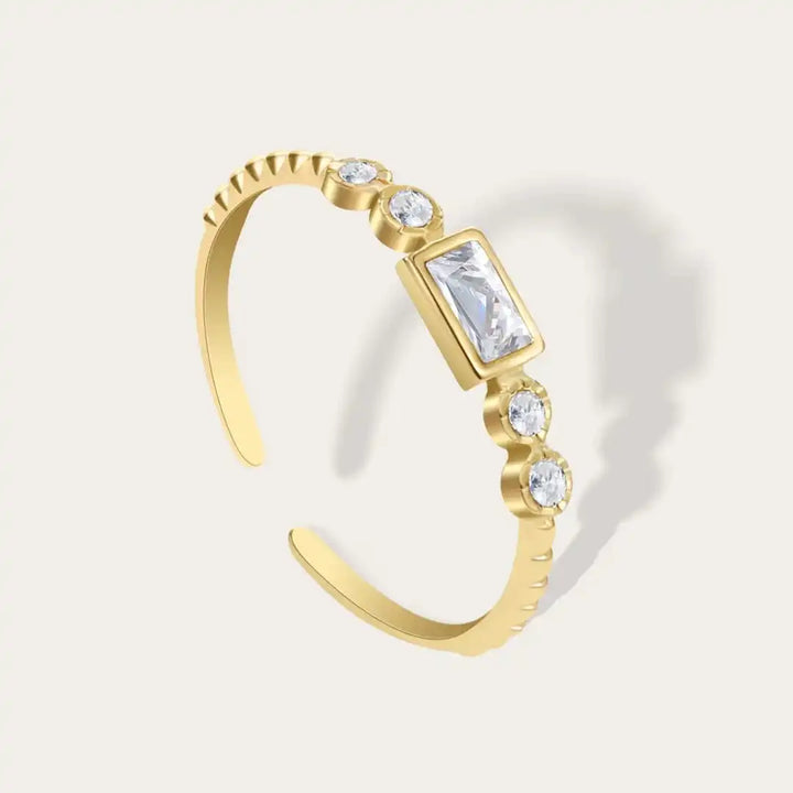 Baguette Station Adjustable Band Ring
