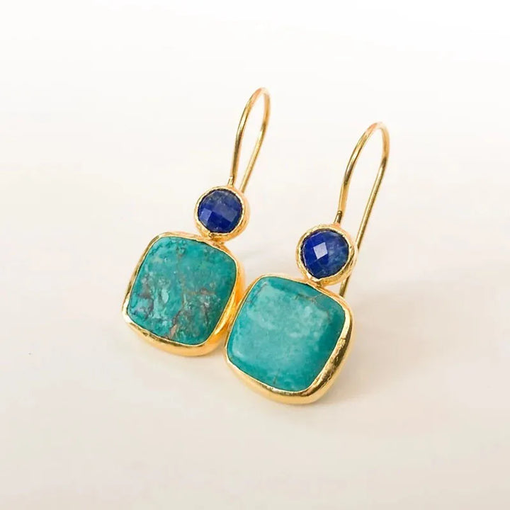 Stylish Square Turquoise Inlay Earrings