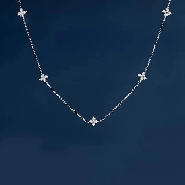 Beautiful Floral Inlay Zirconia Necklace