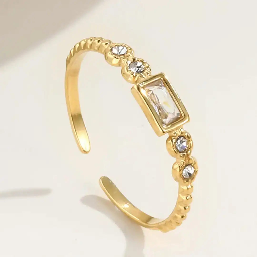 Baguette Station Adjustable Band Ring