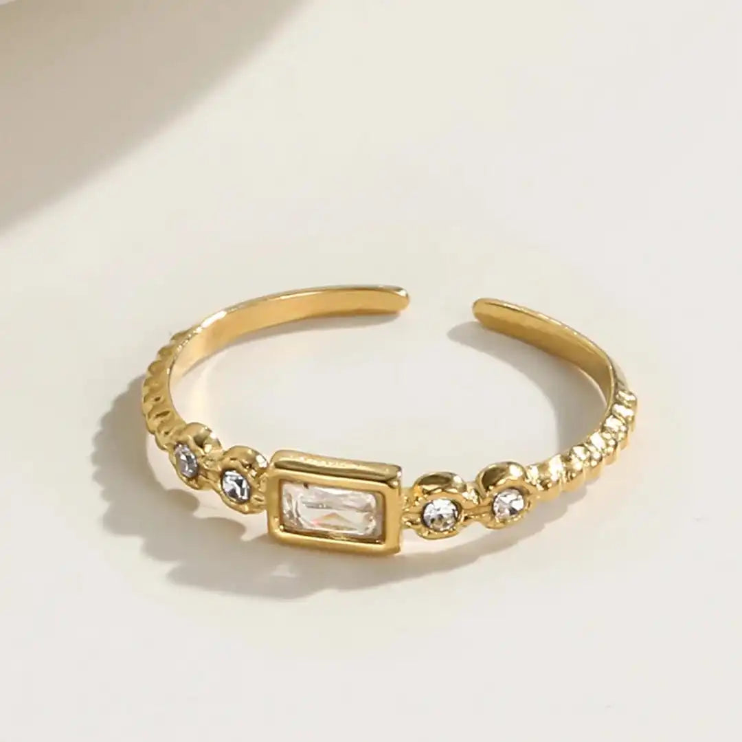 Baguette Station Adjustable Band Ring