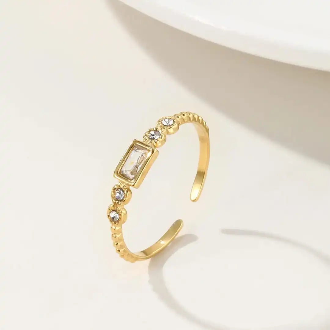 Baguette Station Adjustable Band Ring