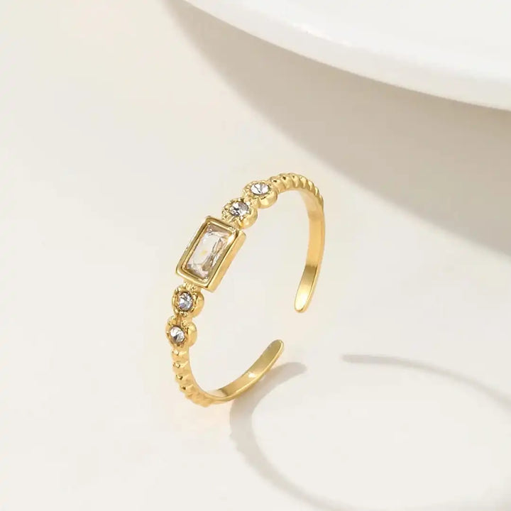 Baguette Station Adjustable Band Ring