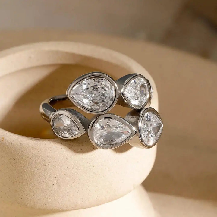 Five-Stone Teardrop Cluster Ring