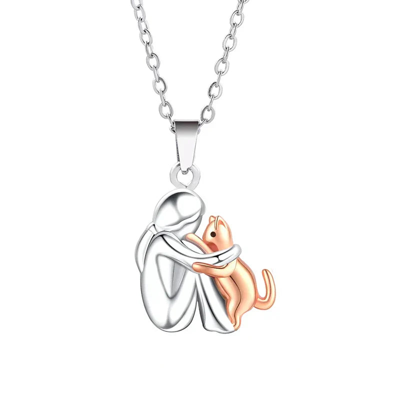 Cat Embrace Pendant Necklace