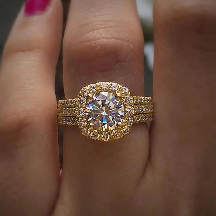 Cushioned Pavé Halo Statement Ring