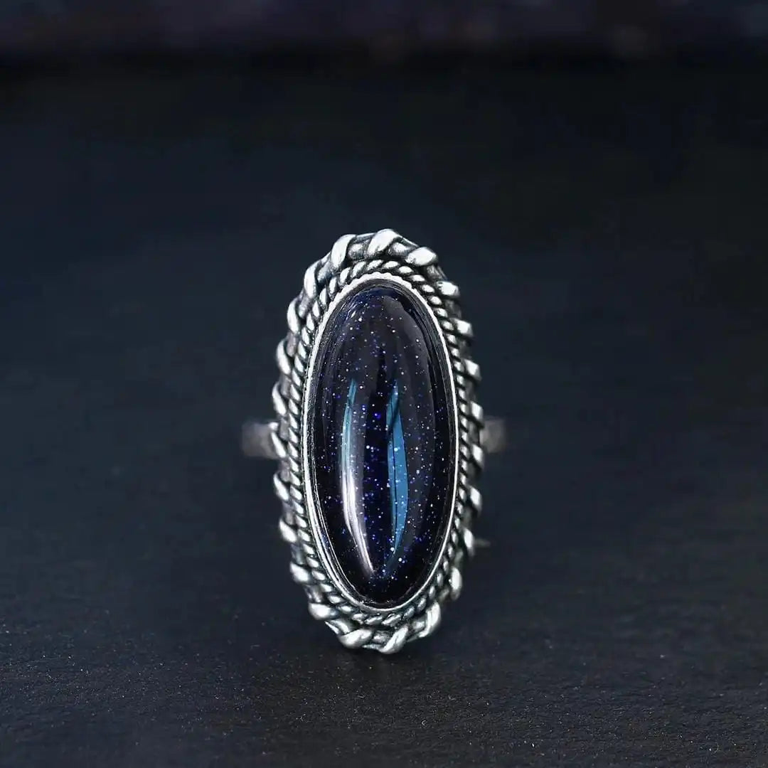 Vintage Silver Blue Sandstone Ring