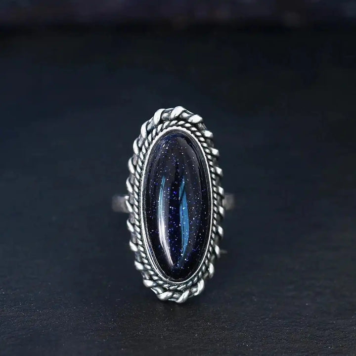 Vintage Silver Blue Sandstone Ring