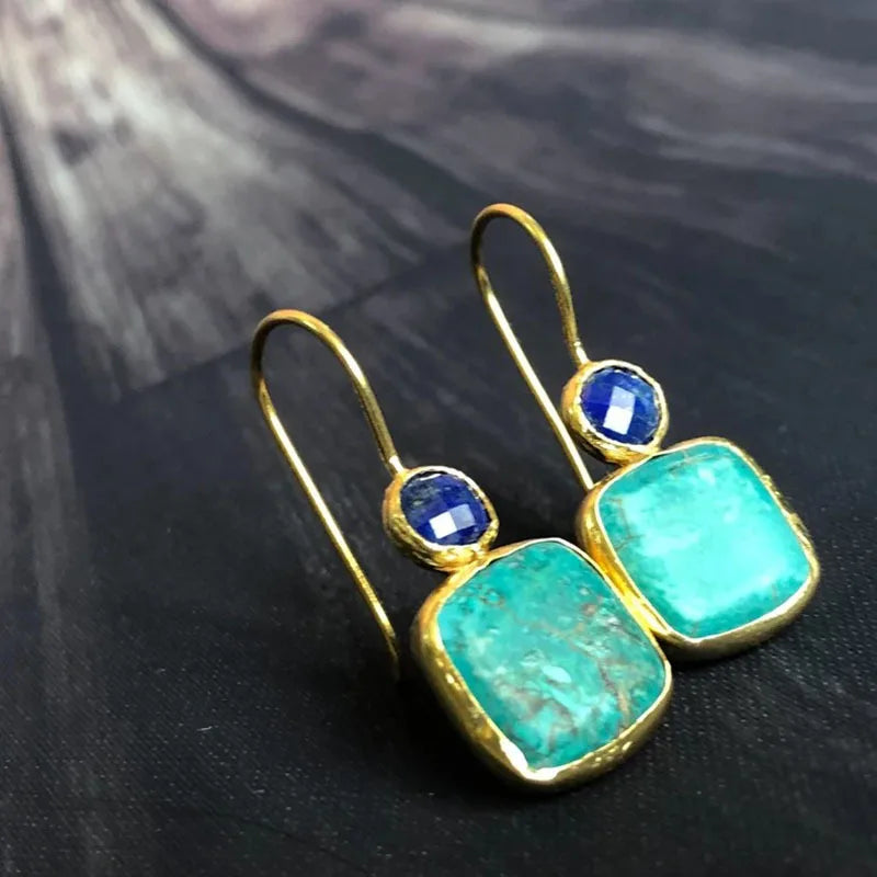 Stylish Square Turquoise Inlay Earrings