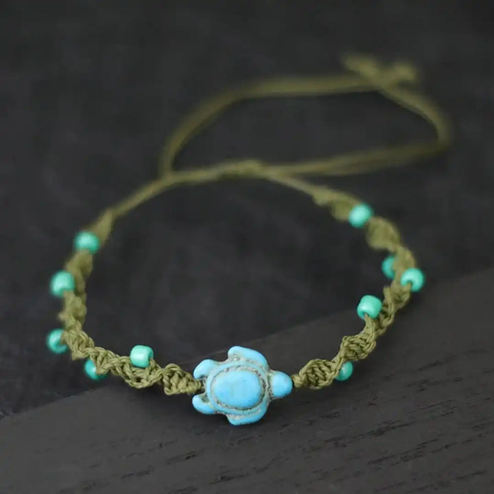 Bohemian-Inspired Beaded Turtle Cord Bracelet