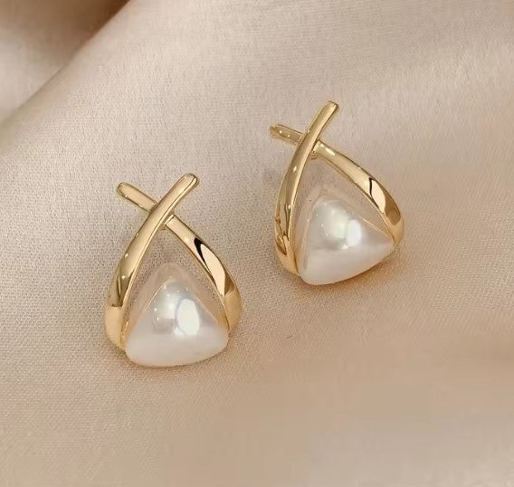 Vintage Triangle Pearl Dangle Earrings