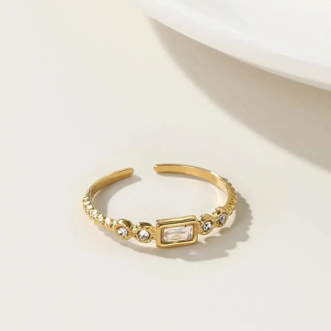 Baguette Station Adjustable Band Ring