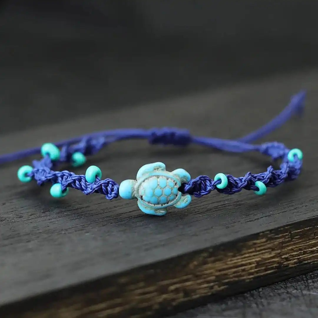 Bohemian Turtle Beaded Bracelet with Cord
