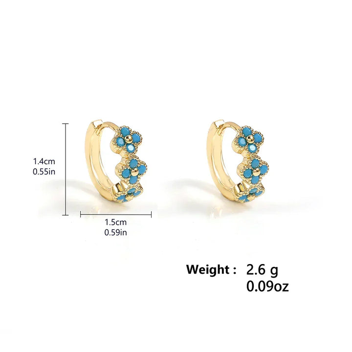 Chic Turquoise Floral Hoop Earrings