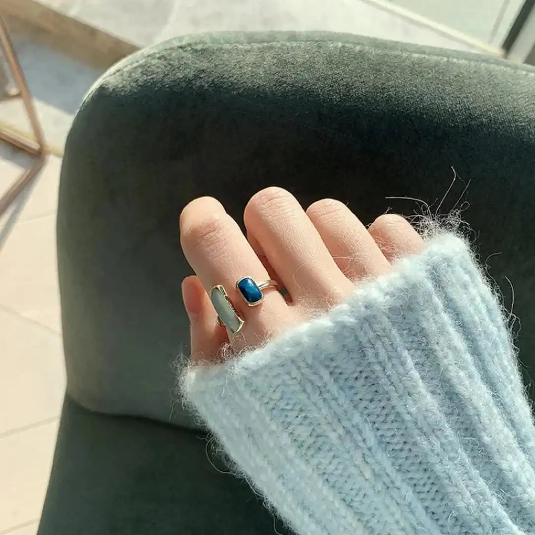 Bohemian Adjustable Ring Featuring a Blue Stone