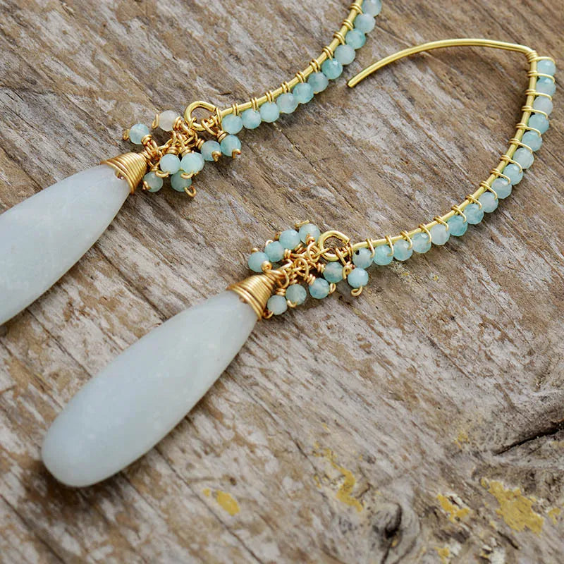 Elegant Amazonite and Gold Drop Earrings