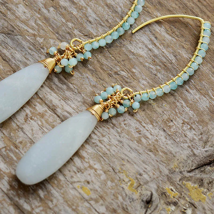Elegant Amazonite and Gold Drop Earrings