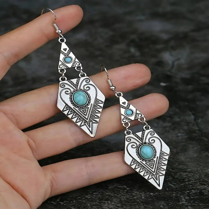 Vintage Bohemian Turquoise Gemstone Earrings