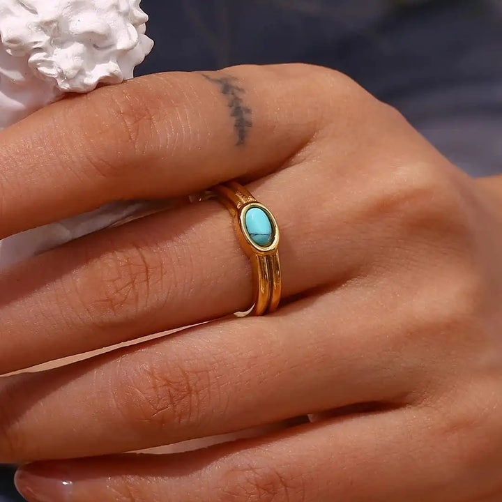 Vintage Gold Natural Stone Ring