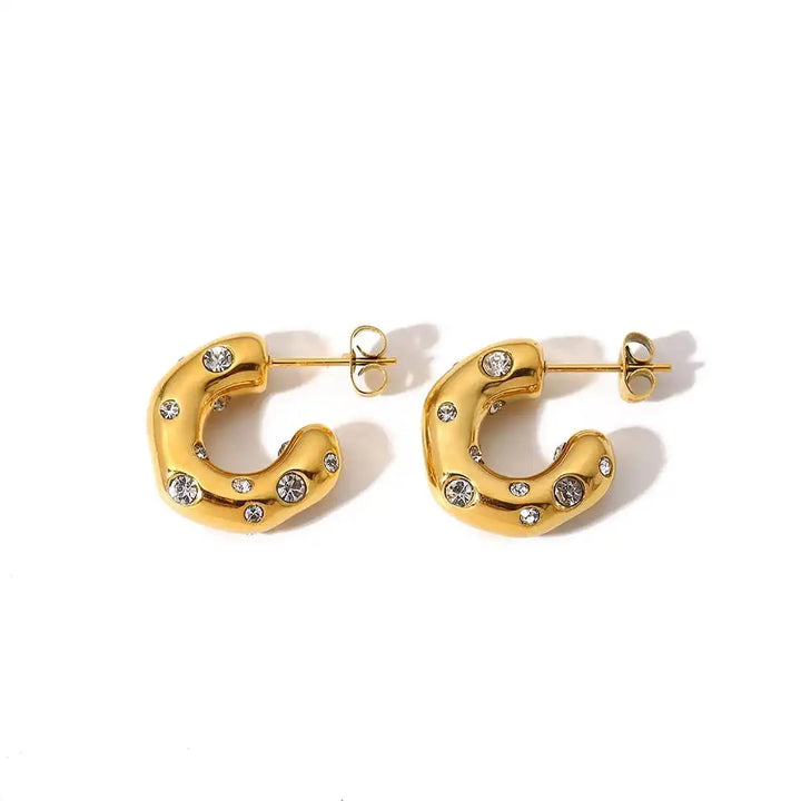 Radiant Gold Zircon Hoop Earrings in a Circular Design