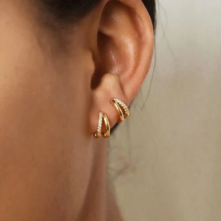 Timeless Gold Zircon Hoop Earrings