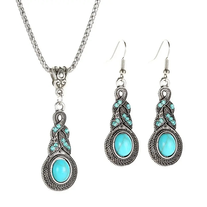 Vintage Turquoise Gemstone Jewelry Set