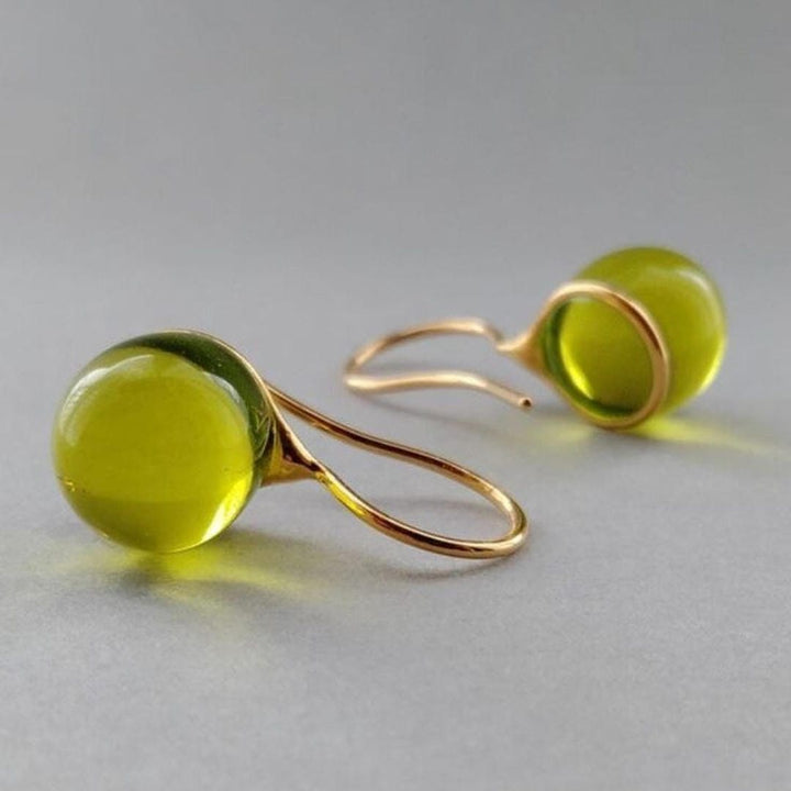 Vintage Olive Teardrop Crystal Earrings