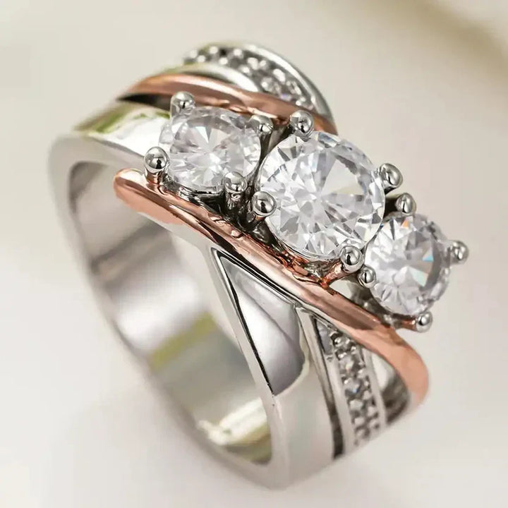 3D Zirconia Ring in Gold and Silver