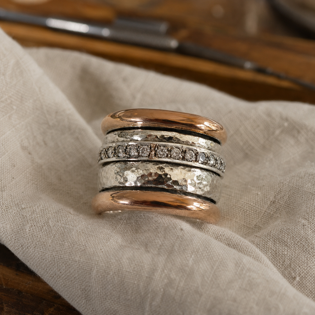 Vintage Silver and Gold Chunky Ring