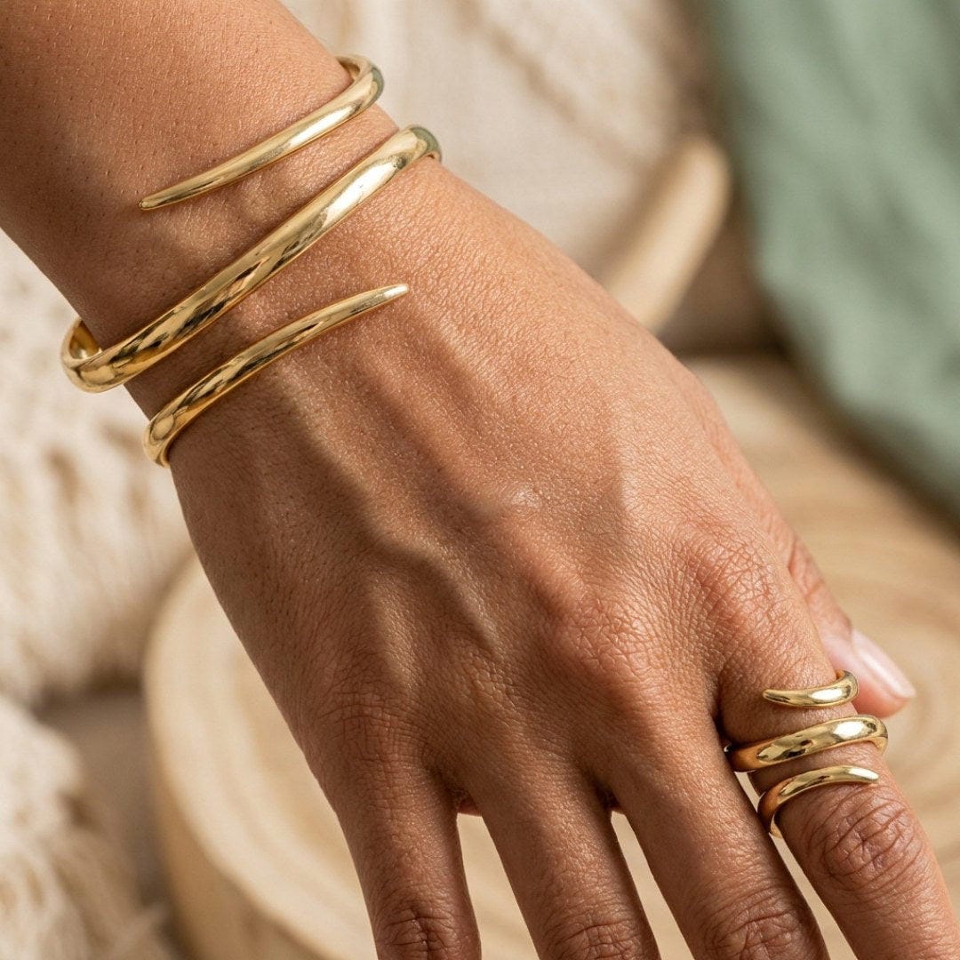 Abstract Serpent Bracelet and Ring Set