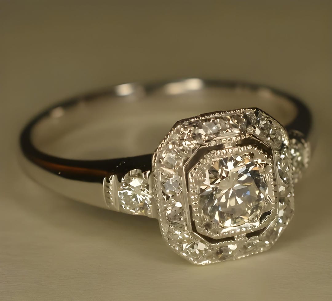 Antique Crystal Silver Ring