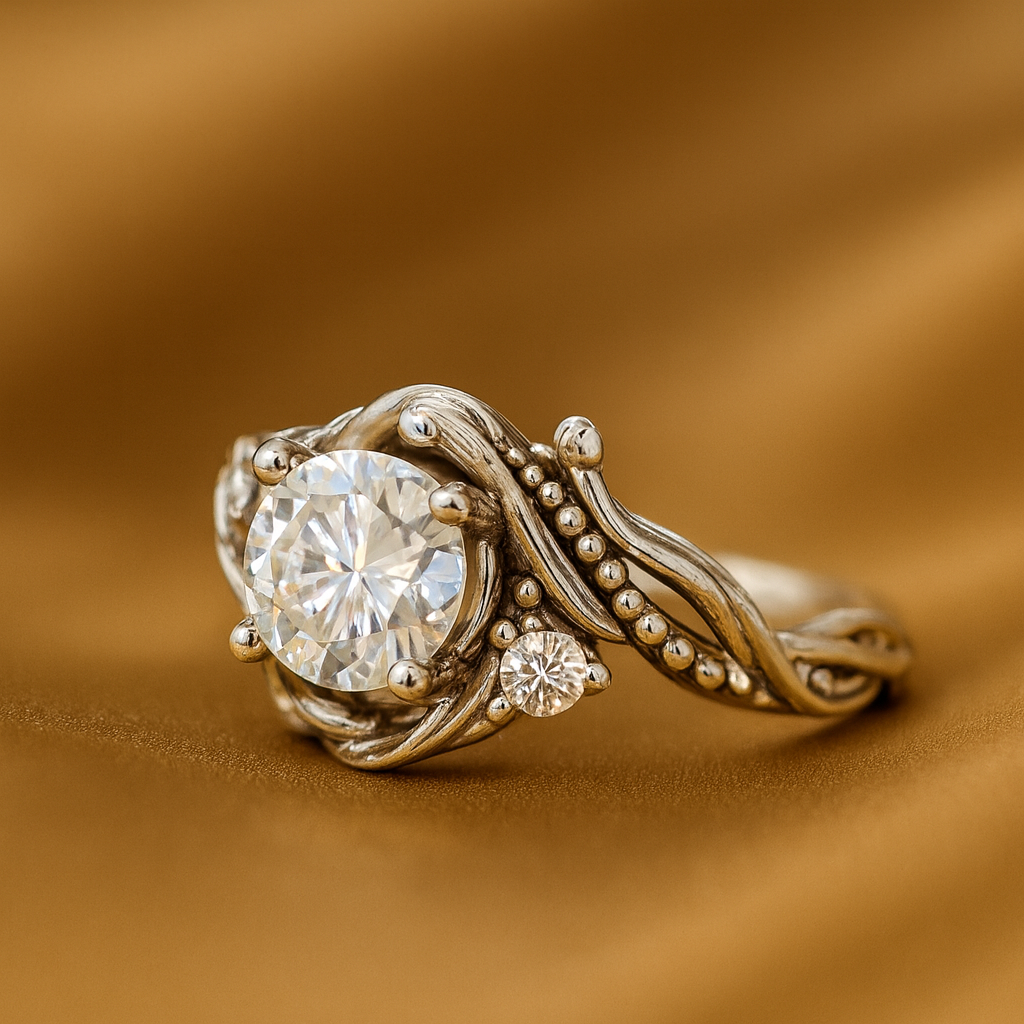Elegant Silver Zirconia Branch Band